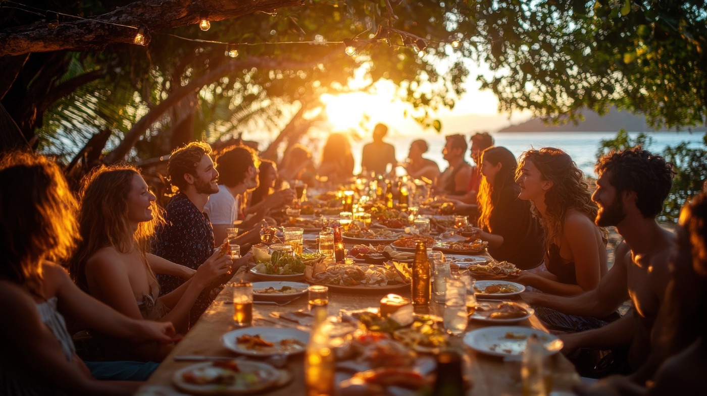 Long table in evening light